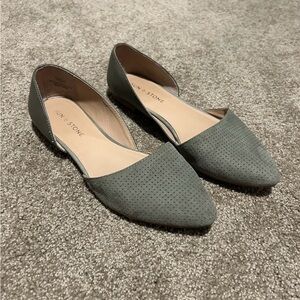 Sun + Stone Perforated Olive Green Flats